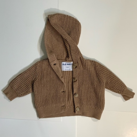 Old Navy 3-6m Walnut 100% Cotton Knit Cardigan - Picture 3 of 6